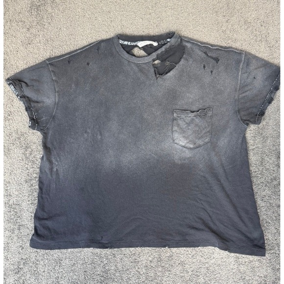 We The Free Tops - We The Free Free People Distressed Pocket T-Shirt Faded Black Womens Small Boxy